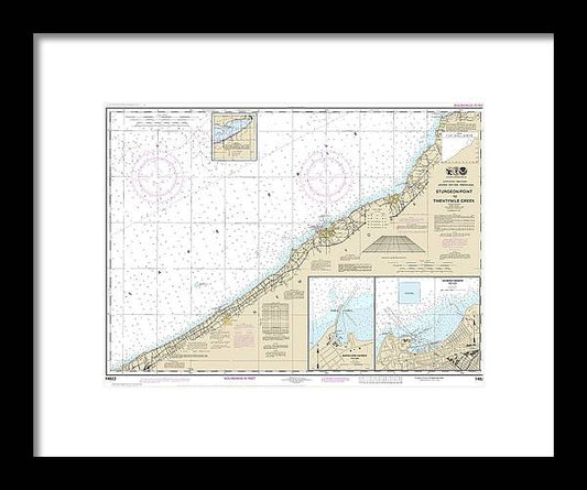 A beuatiful Framed Print of the Nautical Chart-14823 Sturgeon Point-Twentymile Creek, Dunkirk Harbor, Barcelona Harbor by SeaKoast