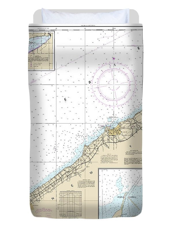 Nautical Chart-14823 Sturgeon Point-twentymile Creek, Dunkirk Harbor, Barcelona Harbor - Duvet Cover