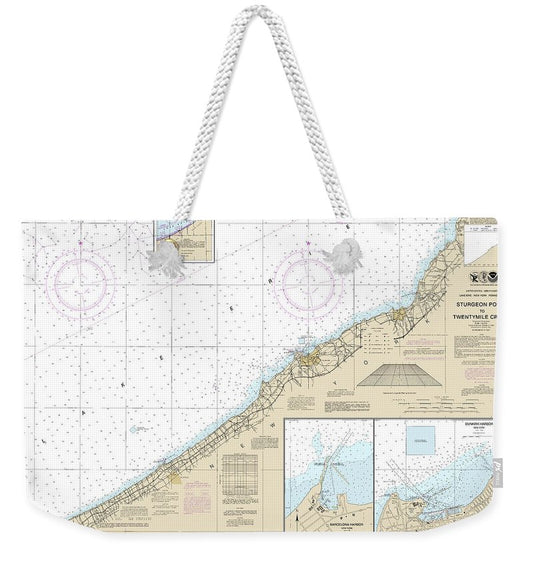 Nautical Chart-14823 Sturgeon Point-twentymile Creek, Dunkirk Harbor, Barcelona Harbor - Weekender Tote Bag