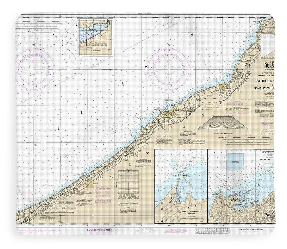 Nautical Chart-14823 Sturgeon Point-twentymile Creek, Dunkirk Harbor, Barcelona Harbor - Blanket