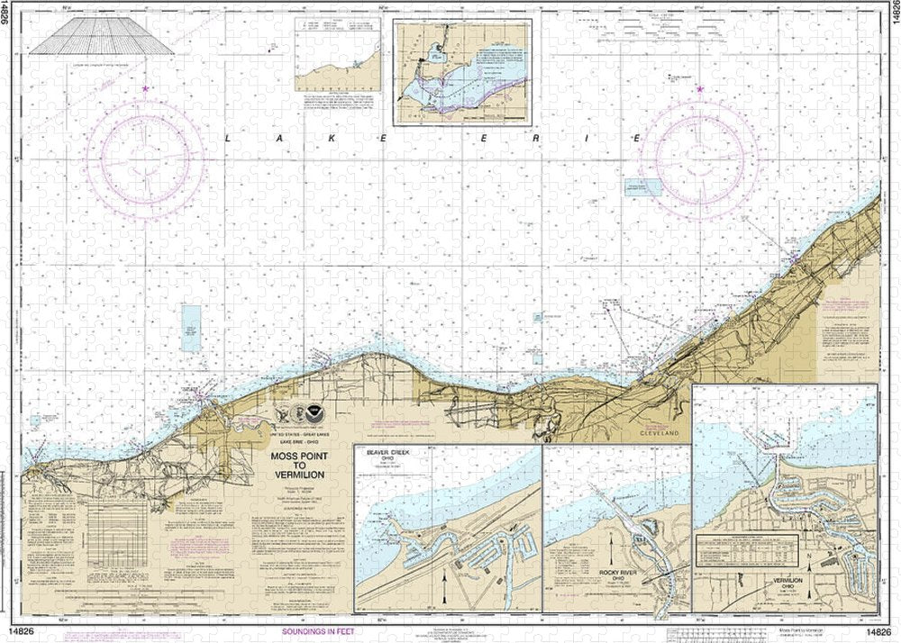 Nautical Chart-14826 Moss Point-vermilion, Beaver Creek, Vermilion Harbor, Rocky River - Puzzle