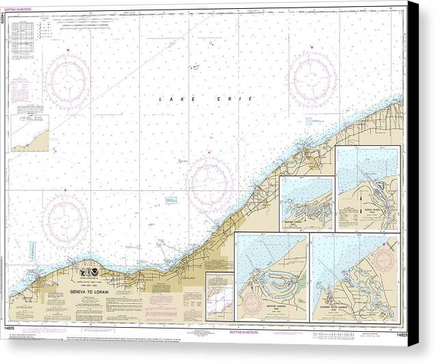 Nautical Chart-14829 Geneva-lorain, Beaver Creek, Rocky River, Mentor Harbor, Chagrin River - Canvas Print