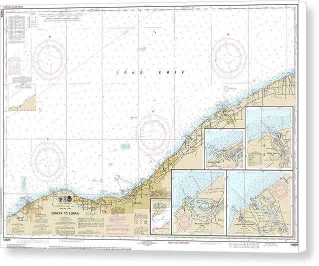 Nautical Chart-14829 Geneva-lorain, Beaver Creek, Rocky River, Mentor Harbor, Chagrin River - Canvas Print
