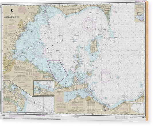 Nautical Chart-14830 West End-Lake Erie, Port Clinton Harbor, Monroe Harbor, Lorain-Detriot River, Vermilion Wood Print