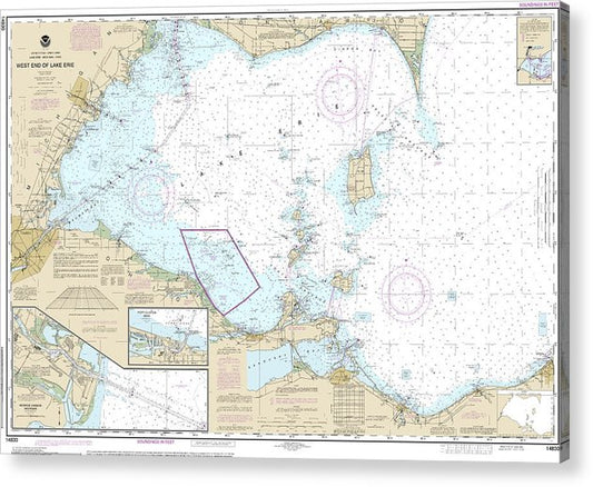 Nautical Chart-14830 West End-Lake Erie, Port Clinton Harbor, Monroe Harbor, Lorain-Detriot River, Vermilion  Acrylic Print