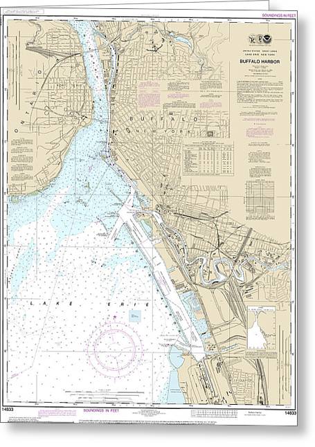 Nautical Chart-14833 Buffalo Harbor - Greeting Card