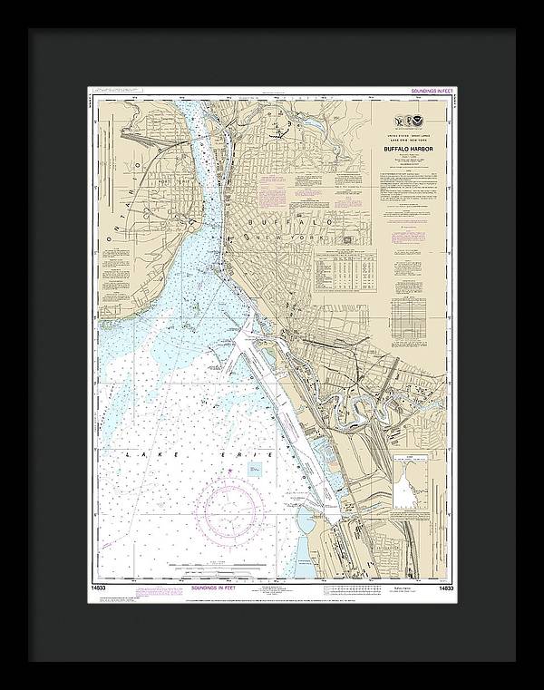 Nautical Chart-14833 Buffalo Harbor - Framed Print