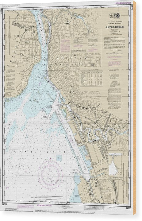 Nautical Chart-14833 Buffalo Harbor Wood Print