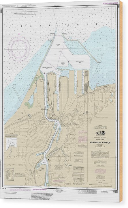 Nautical Chart-14836 Ashtabula Harbor Wood Print
