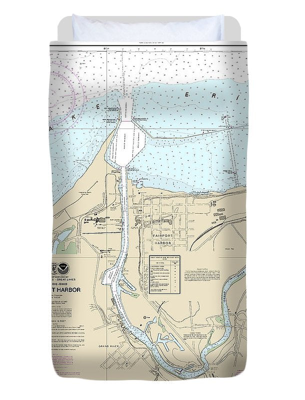 Nautical Chart-14837 Fairport Harbor - Duvet Cover