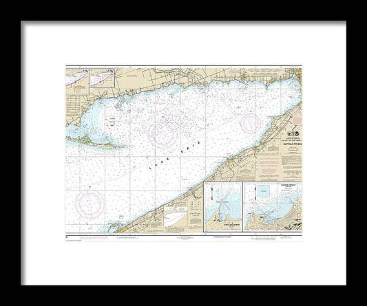 A beuatiful Framed Print of the Nautical Chart-14838 Buffalo-Erie, Dunkirk, Barcelone Harbor by SeaKoast