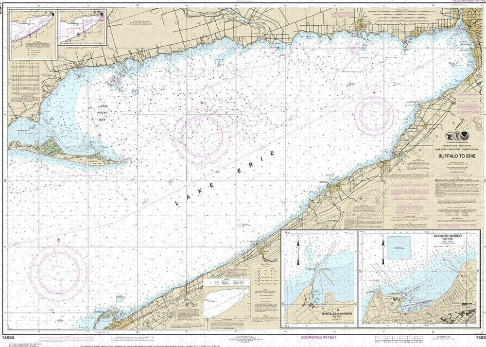 Nautical Chart-14838 Buffalo-erie, Dunkirk, Barcelone Harbor - Puzzle