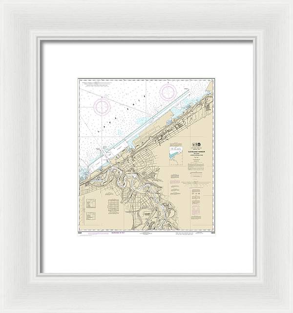 Nautical Chart-14839 Cleveland Harbor, Including Lower Cuyahoga River - Framed Print