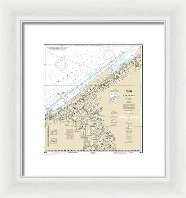 Nautical Chart-14839 Cleveland Harbor, Including Lower Cuyahoga River - Framed Print