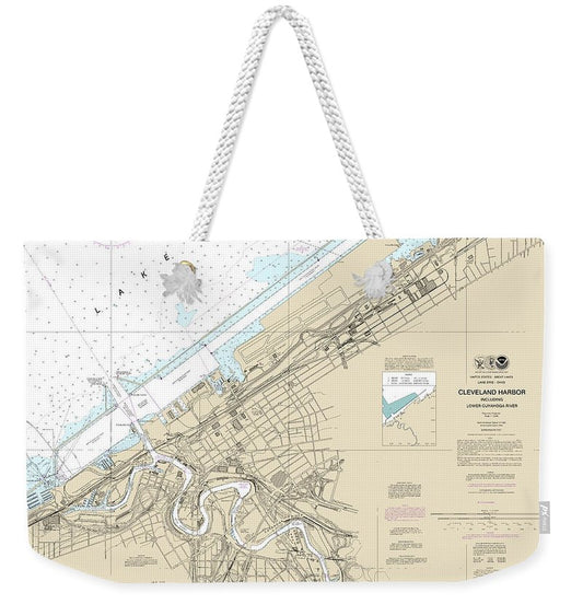 Nautical Chart-14839 Cleveland Harbor, Including Lower Cuyahoga River - Weekender Tote Bag