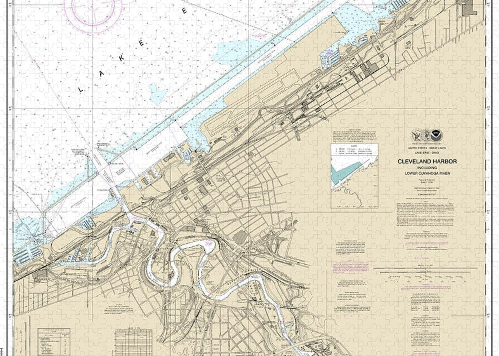 Nautical Chart-14839 Cleveland Harbor, Including Lower Cuyahoga River - Puzzle