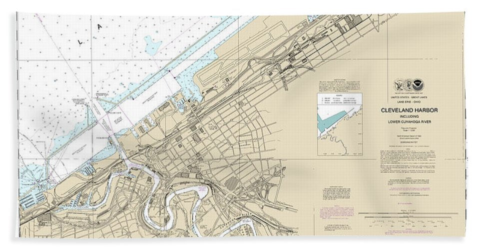 Nautical Chart 14839 Cleveland Harbor, Including Lower Cuyahoga River Bath Towel