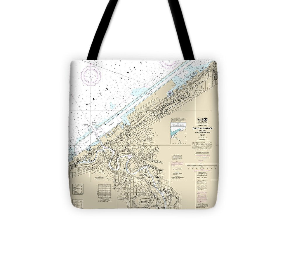 Nautical Chart 14839 Cleveland Harbor, Including Lower Cuyahoga River Tote Bag