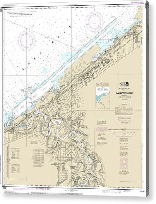 Nautical Chart-14839 Cleveland Harbor, Including Lower Cuyahoga River  Acrylic Print