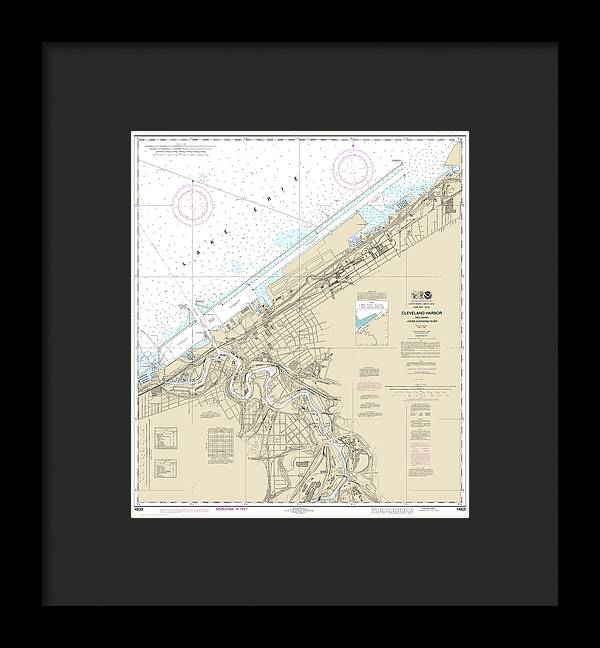 Nautical Chart-14839 Cleveland Harbor, Including Lower Cuyahoga River - Framed Print