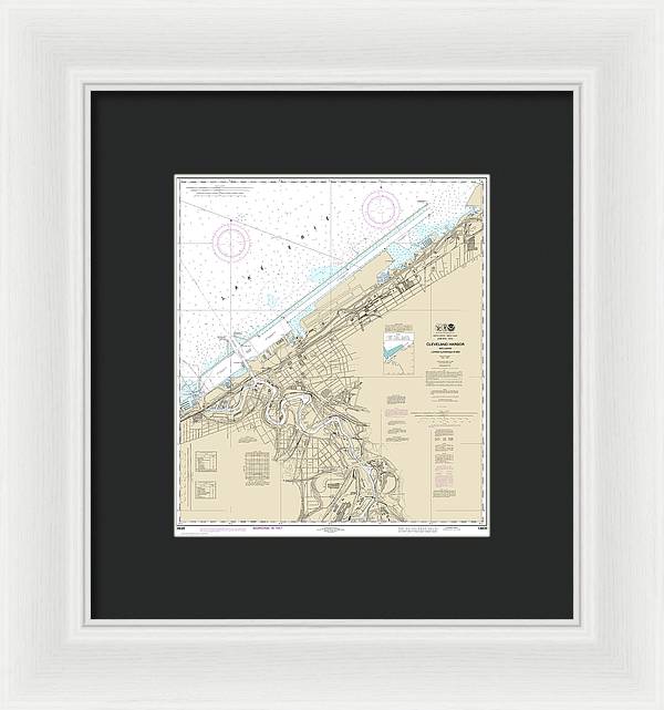 Nautical Chart-14839 Cleveland Harbor, Including Lower Cuyahoga River - Framed Print