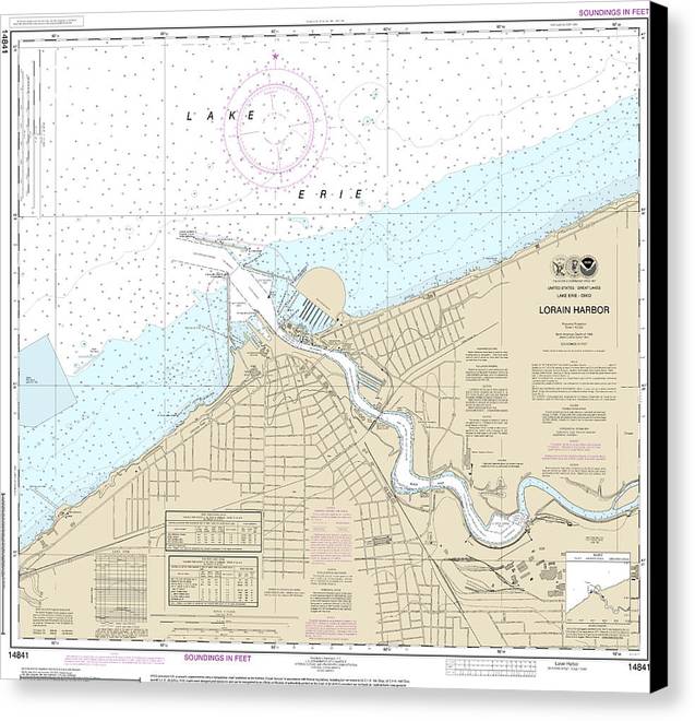 Nautical Chart-14841 Lorain Harbor - Canvas Print