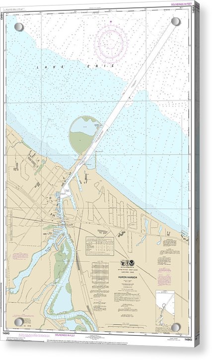Nautical Chart-14843 Huron Harbor - Acrylic Print