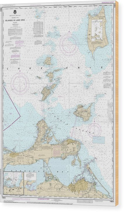 Nautical Chart-14844 Islands In Lake Erie, Put-In-Bay Wood Print