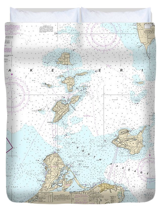 Nautical Chart-14844 Islands In Lake Erie, Put-in-bay - Duvet Cover