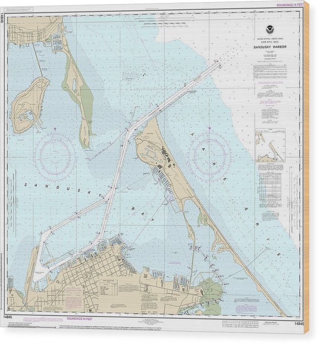Nautical Chart-14845 Sandusky Harbor Wood Print