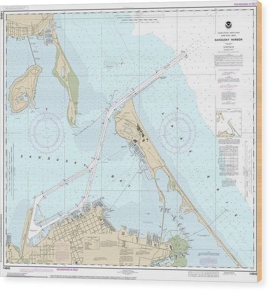 Nautical Chart-14845 Sandusky Harbor Wood Print