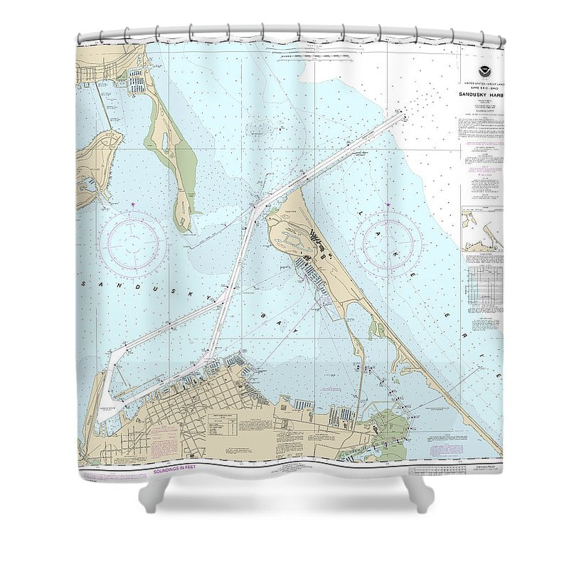 Nautical Chart 14845 Sandusky Harbor Shower Curtain
