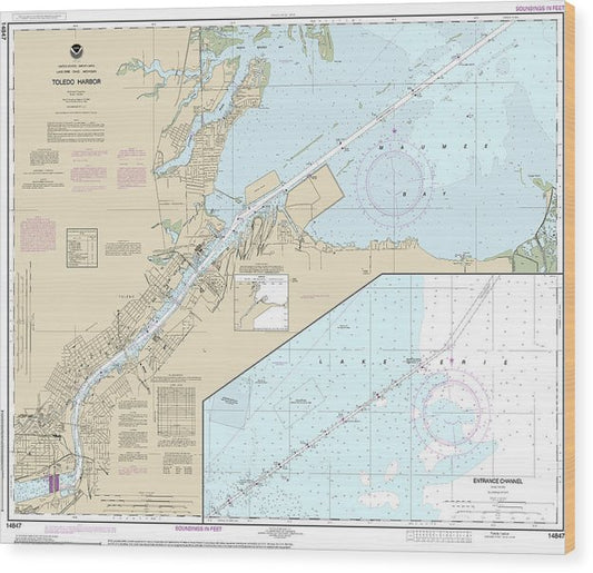 Nautical Chart-14847 Toledo Harbor, Entrance Channel-Harbor Wood Print