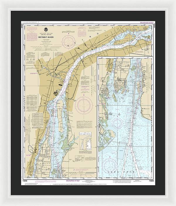 Nautical Chart-14848 Detroit River - Framed Print