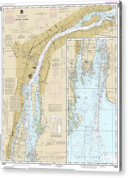 Nautical Chart-14848 Detroit River  Acrylic Print