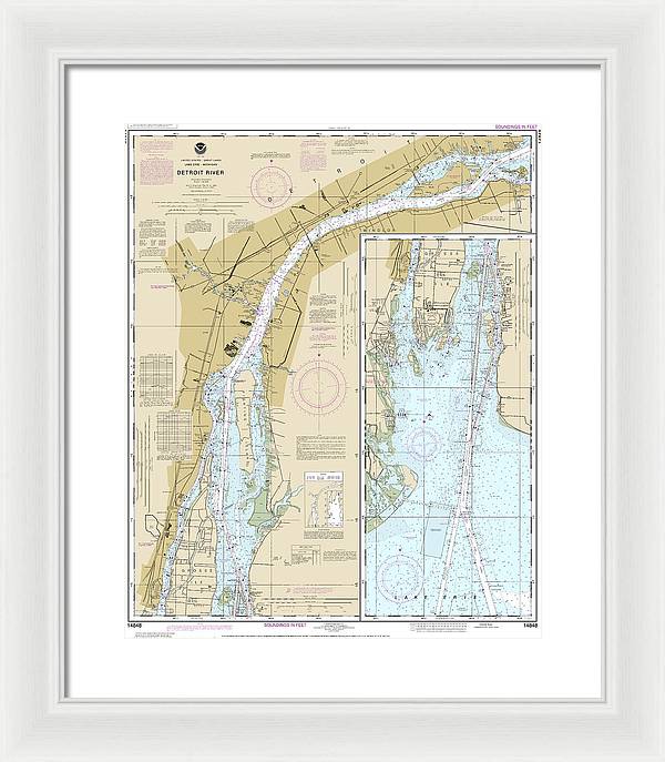 Nautical Chart-14848 Detroit River - Framed Print