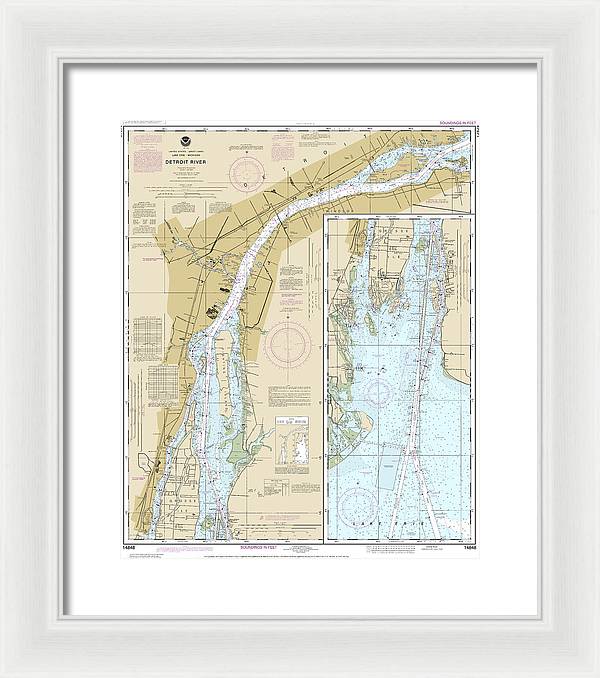 Nautical Chart-14848 Detroit River - Framed Print