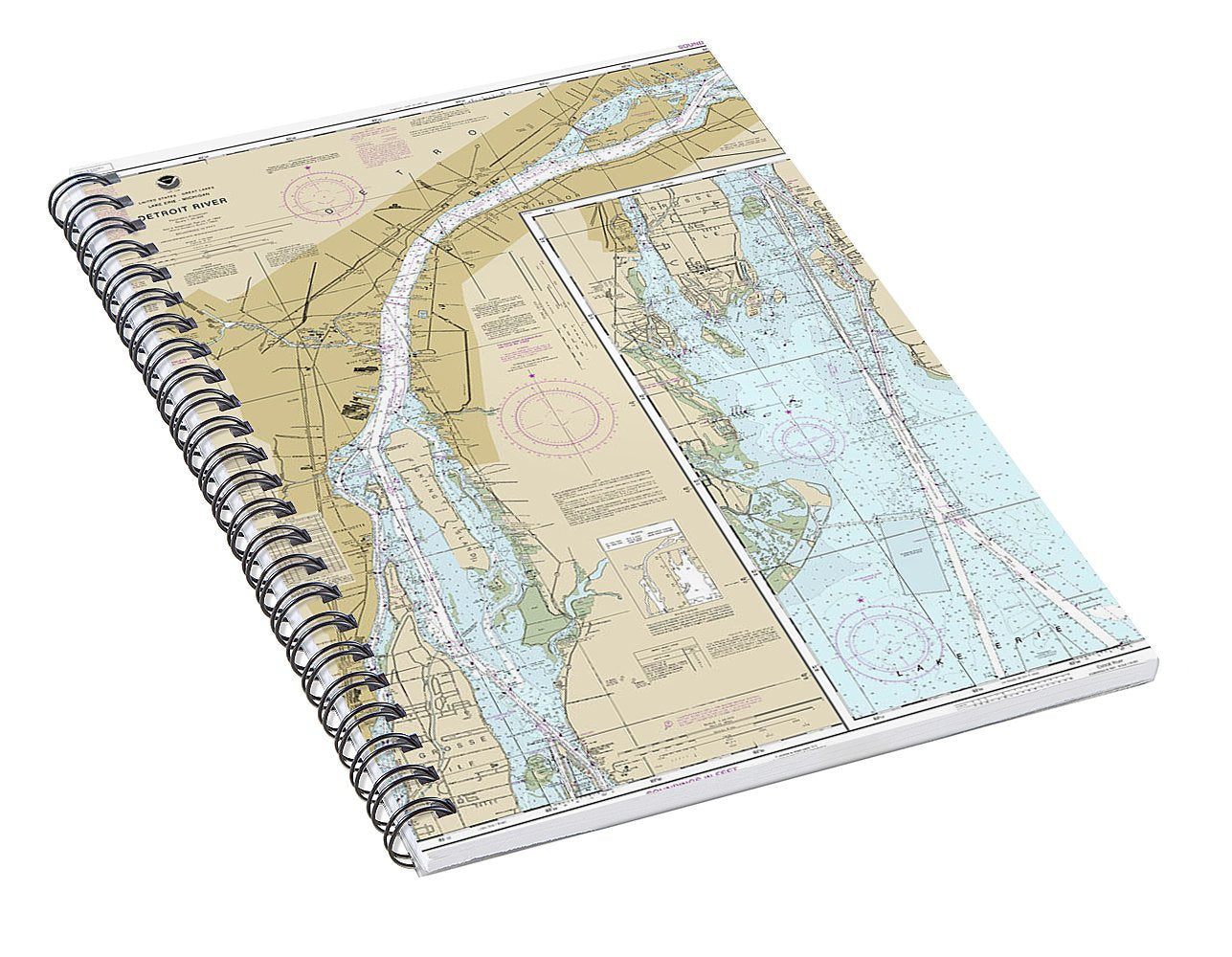 Nautical Chart-14848 Detroit River - Spiral Notebook