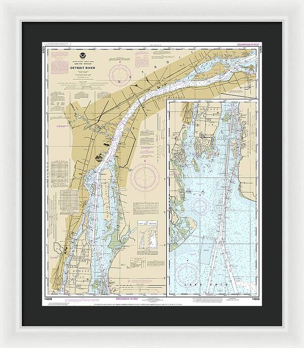 Nautical Chart-14848 Detroit River - Framed Print