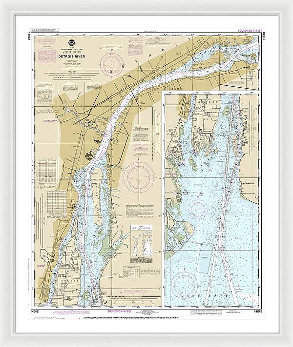 Nautical Chart-14848 Detroit River - Framed Print