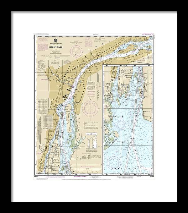 Nautical Chart-14848 Detroit River - Framed Print