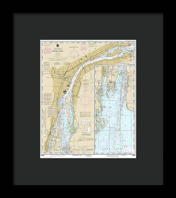 Nautical Chart-14848 Detroit River - Framed Print