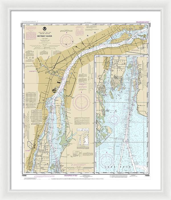 Nautical Chart-14848 Detroit River - Framed Print