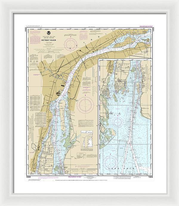 Nautical Chart-14848 Detroit River - Framed Print