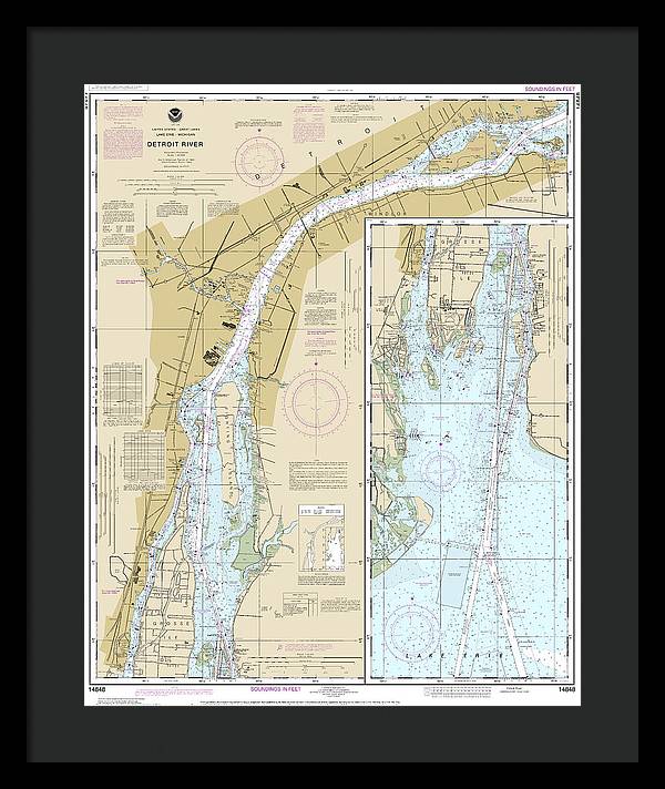 Nautical Chart-14848 Detroit River - Framed Print