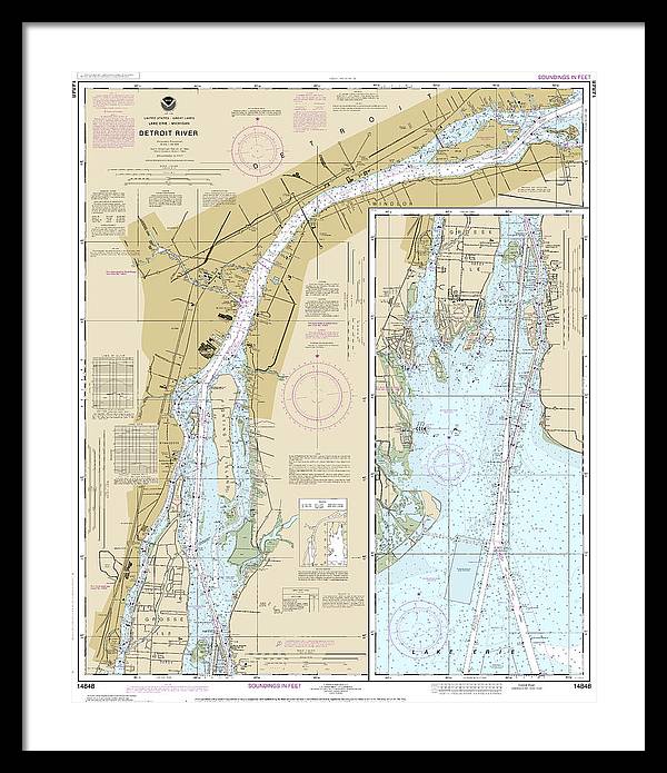 Nautical Chart-14848 Detroit River - Framed Print