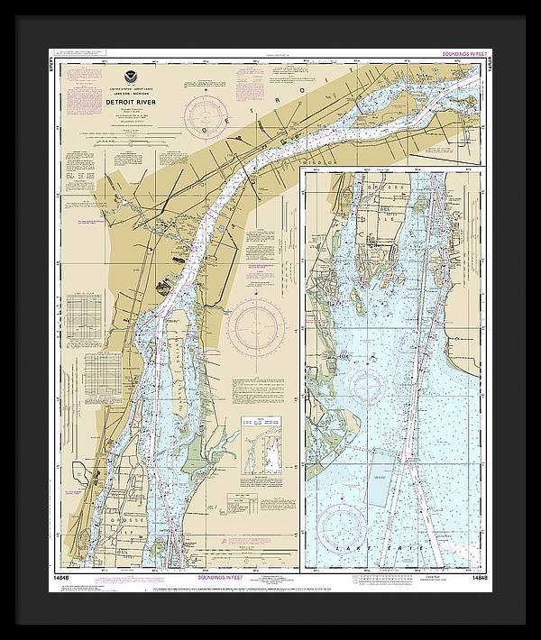 Nautical Chart-14848 Detroit River - Framed Print