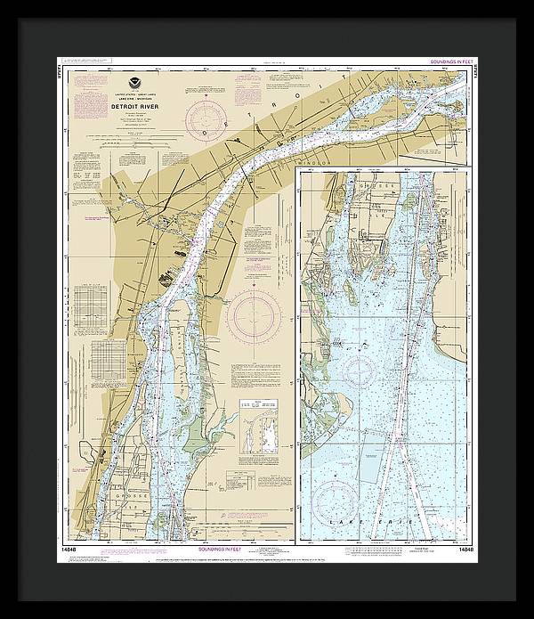 Nautical Chart-14848 Detroit River - Framed Print