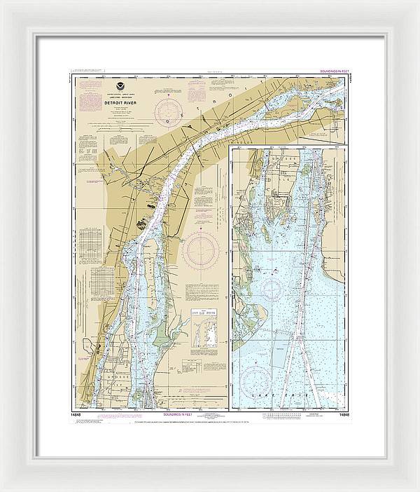 Nautical Chart-14848 Detroit River - Framed Print