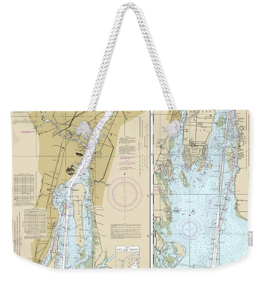 Nautical Chart-14848 Detroit River - Weekender Tote Bag